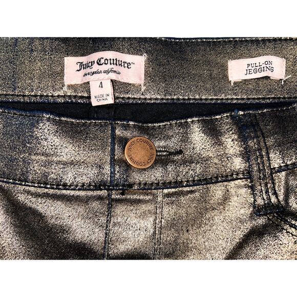 Juicy Couture Jeans Jegging Women’s Size 4 Gold Metallic Denim Pants Y2K - Picture 1 of 6